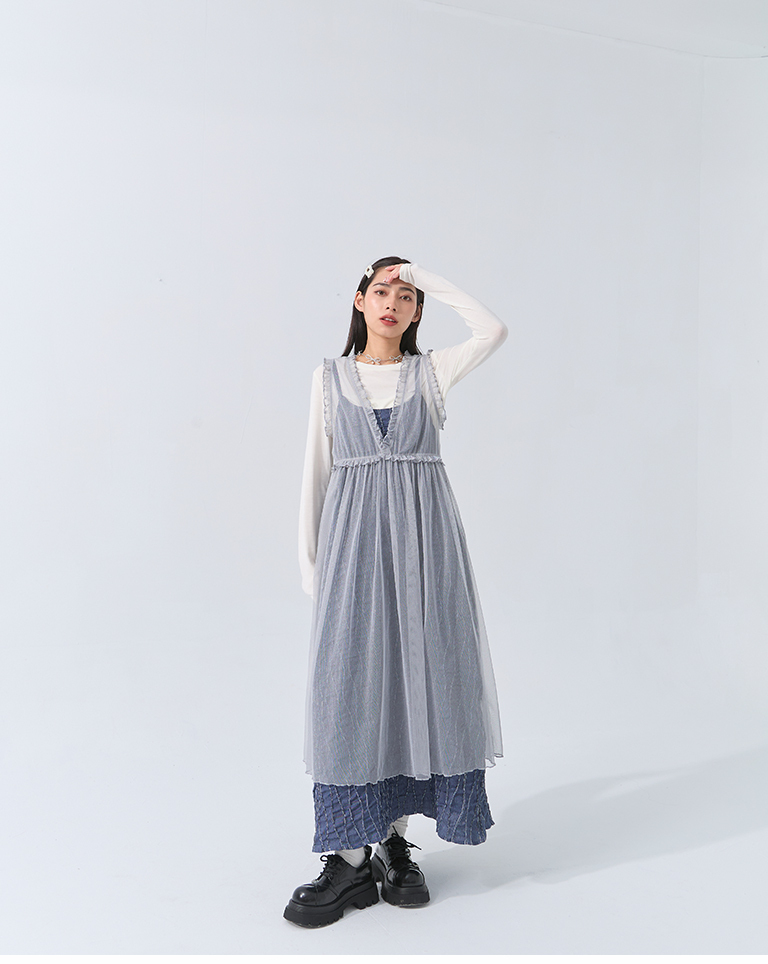 ウェーブステッチデニムワンピース
