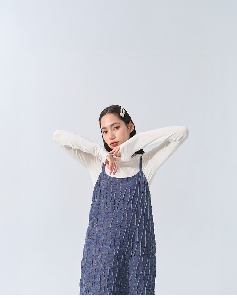 ウェーブステッチデニムワンピース