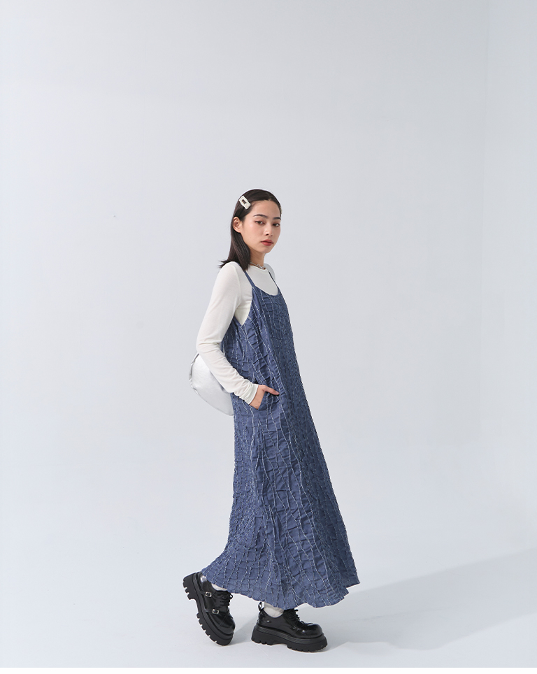 ウェーブステッチデニムワンピース