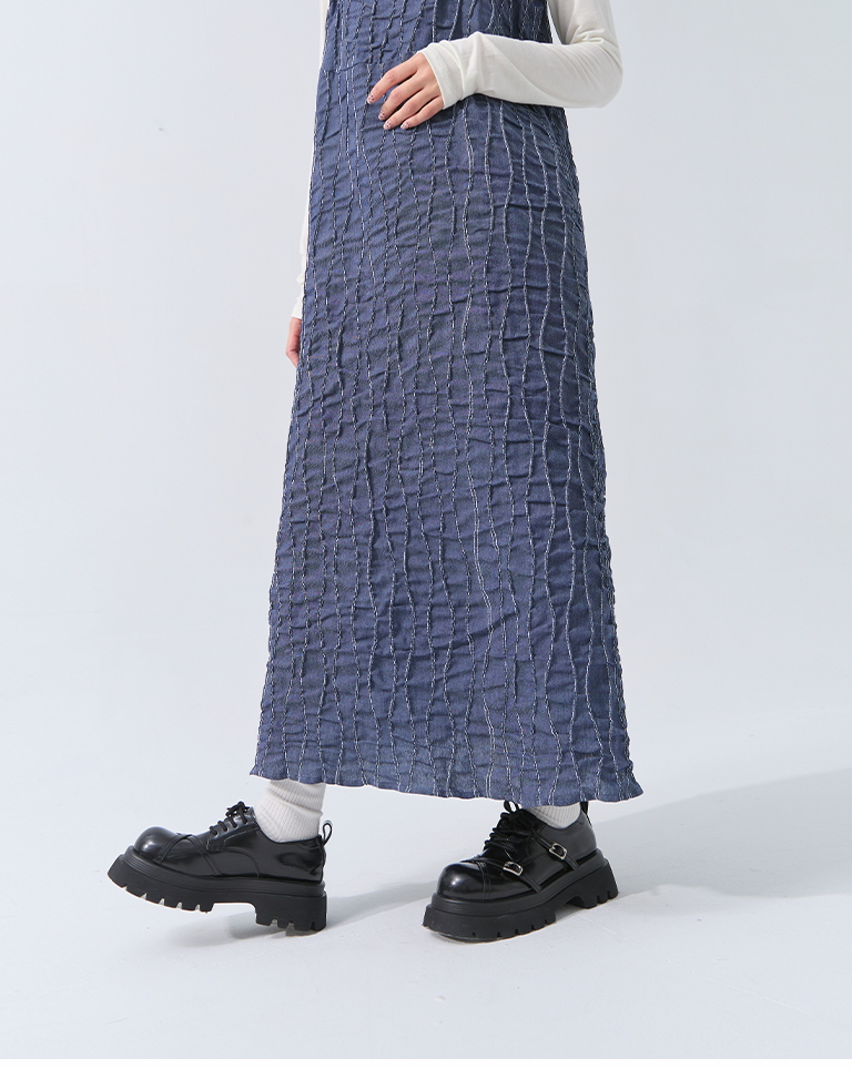 ウェーブステッチデニムワンピース