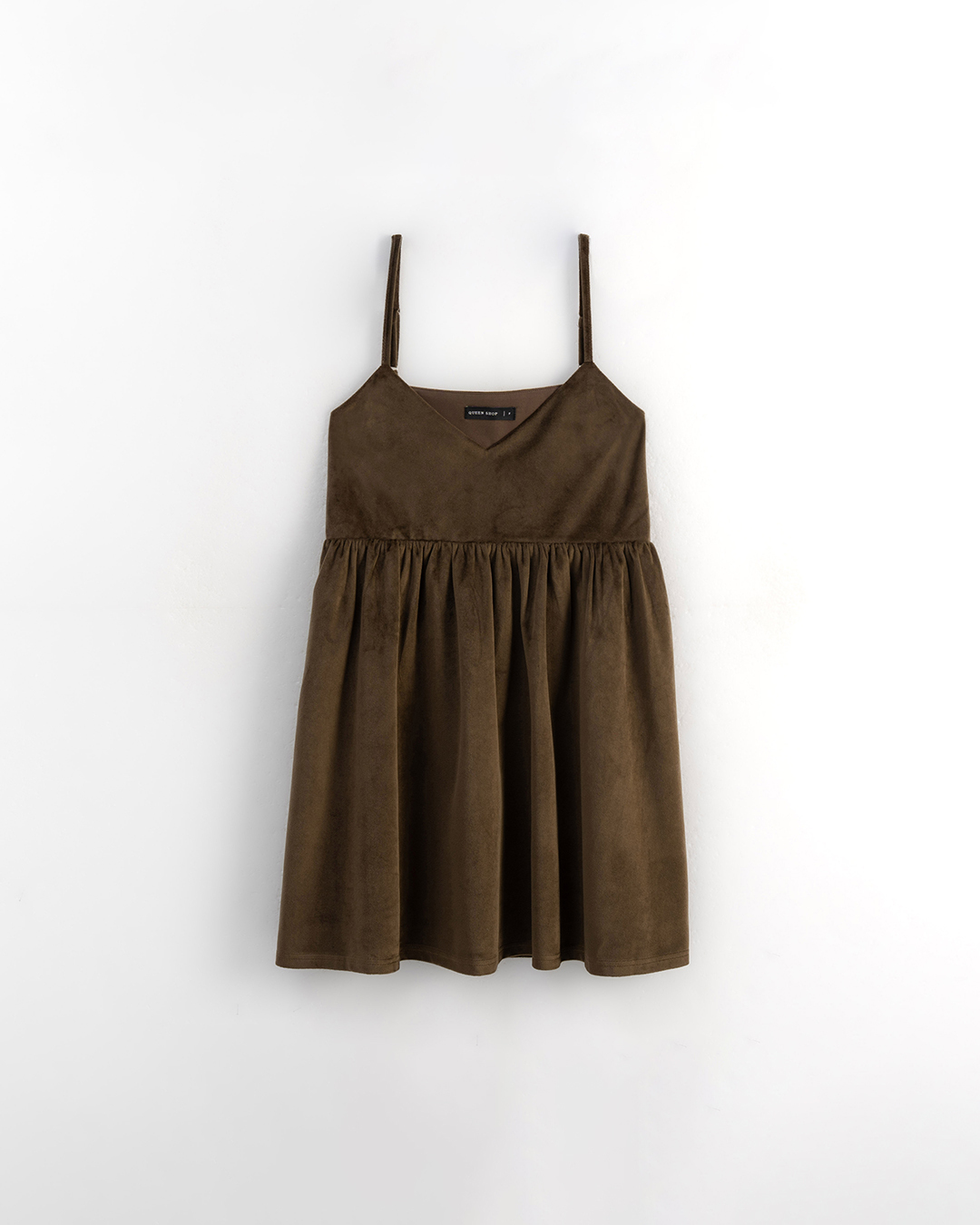 光沢ベルベットVネックキャミワンピース 2色展開