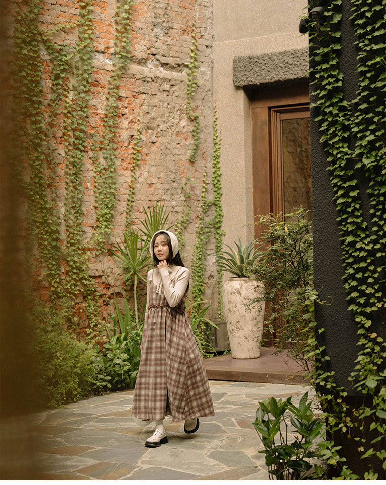 起毛チェックワンピース 2色展開