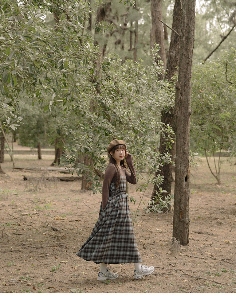 起毛チェックワンピース 2色展開