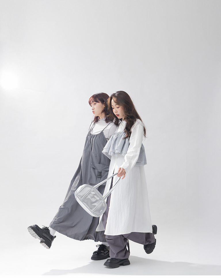 チェック柄ベストツーピースシャツワンピース