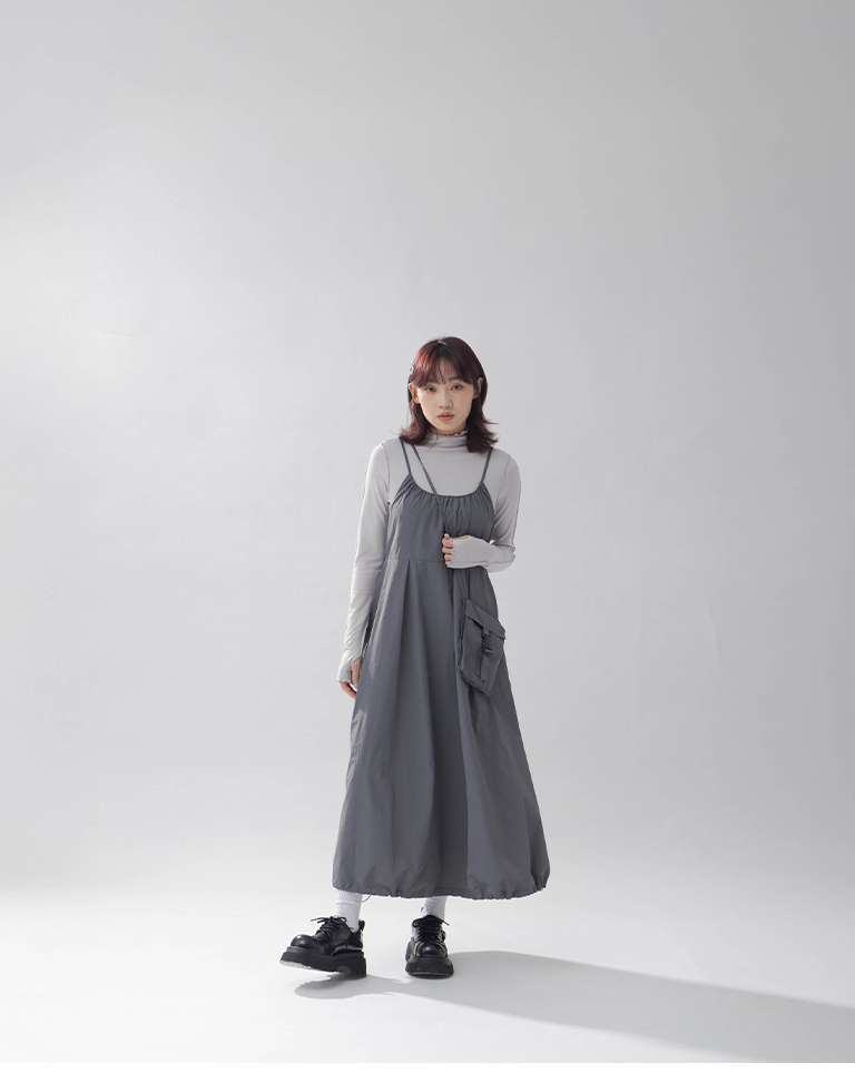 ミニバッグ付き ワークワンピース 2色展開