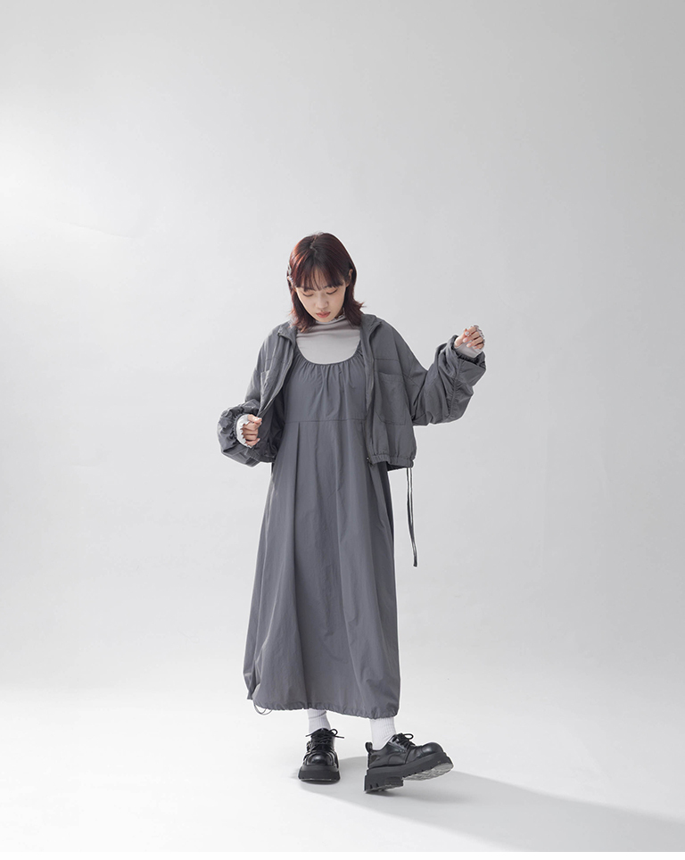 ミニバッグ付き ワークワンピース 2色展開