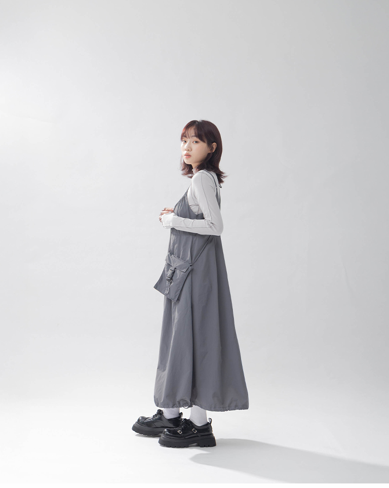 ミニバッグ付き ワークワンピース 2色展開