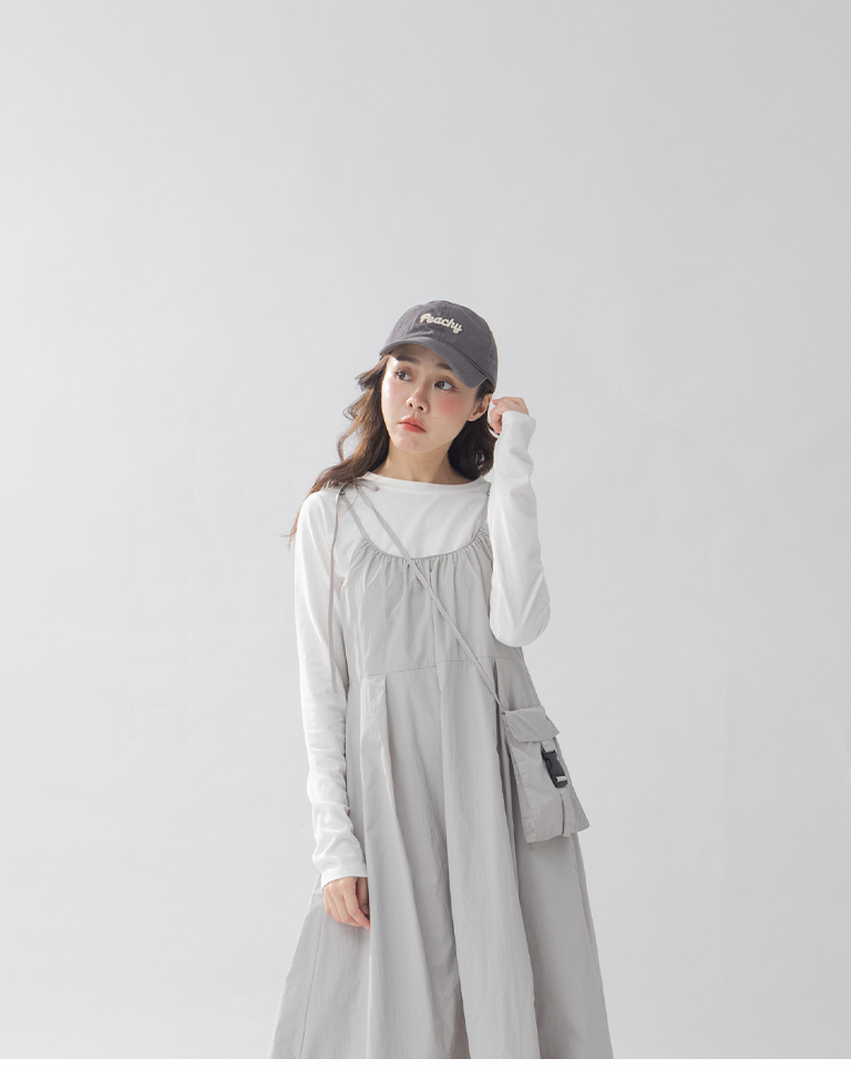 ミニバッグ付き ワークワンピース 2色展開