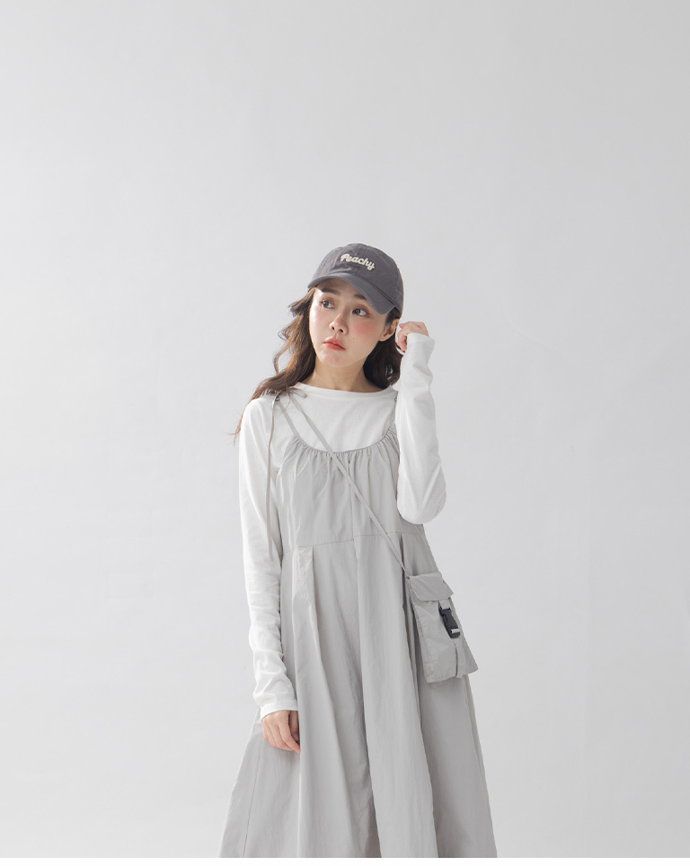 ミニバッグ付き ワークワンピース 2色展開