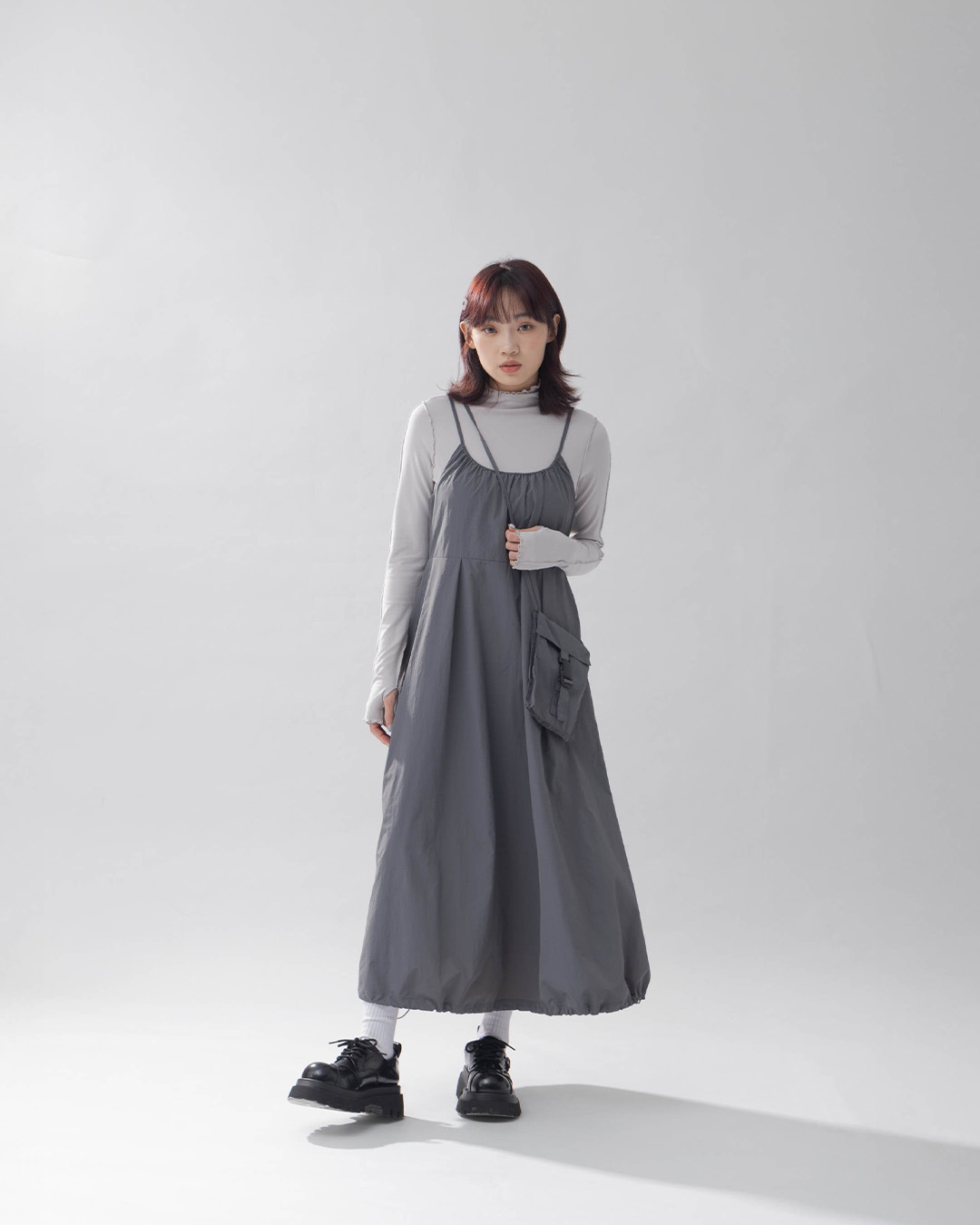 ミニバッグ付き ワークワンピース 2色展開