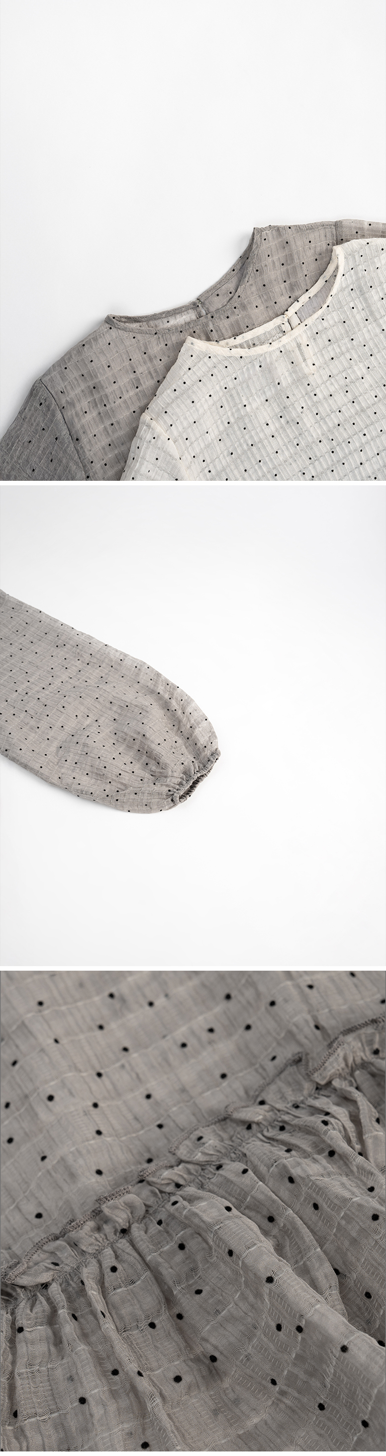 ドット柄フリルシアーブラウス　2色展開 (尚未收到)