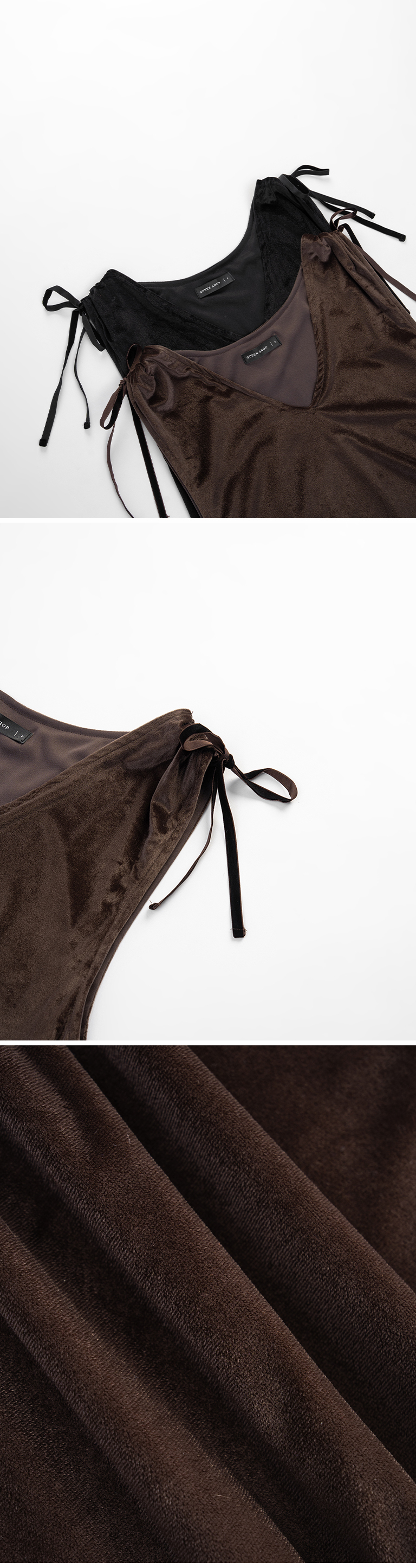 ベルベットリボンロングワンピース 2色展開