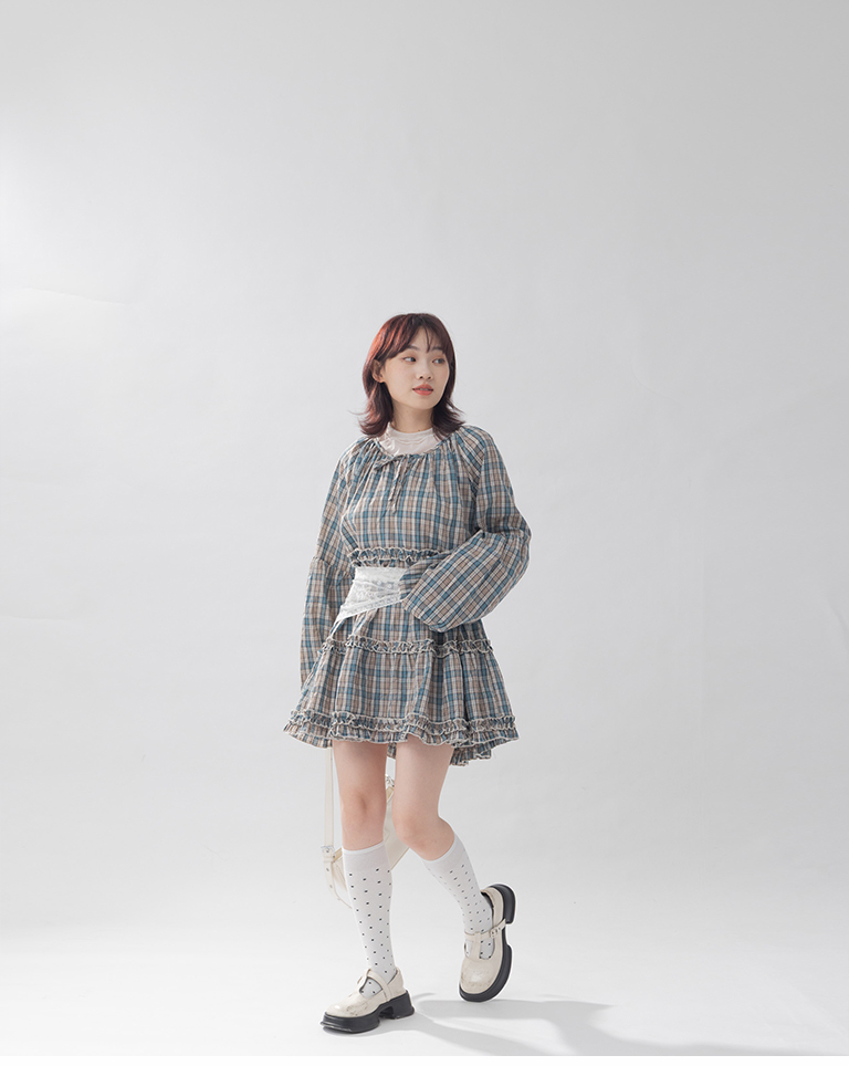 チェック柄ミニワンピース　2色展開　(尚未收到)