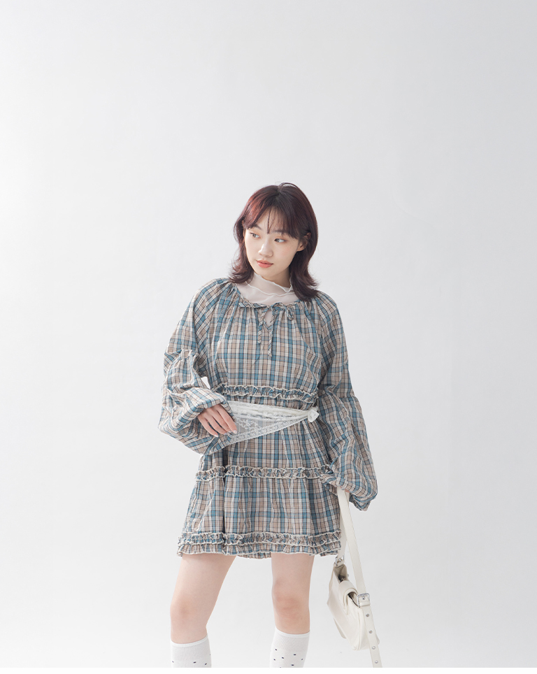 チェック柄ミニワンピース　2色展開　(尚未收到)