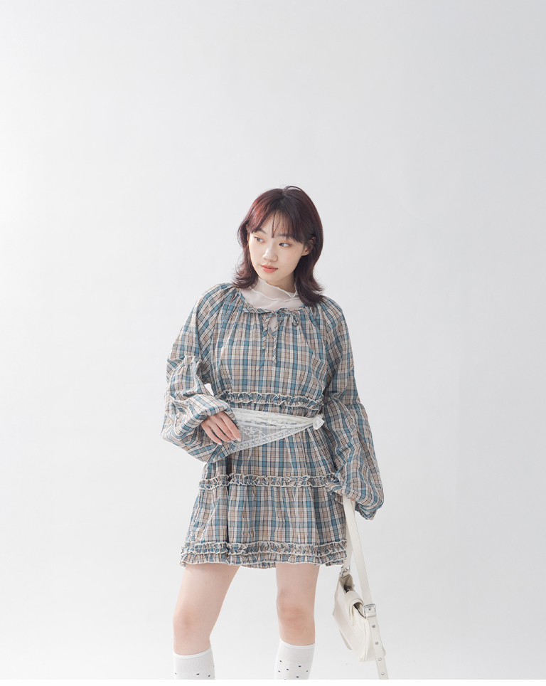 チェック柄ミニワンピース　2色展開　(尚未收到)