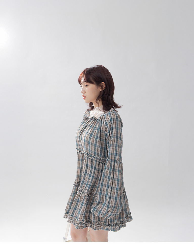 チェック柄ミニワンピース　2色展開　(尚未收到)