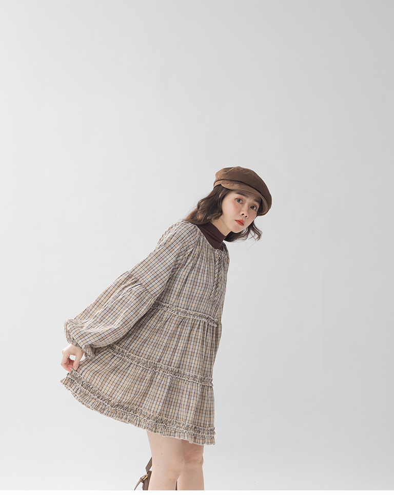 チェック柄ミニワンピース　2色展開　(尚未收到)