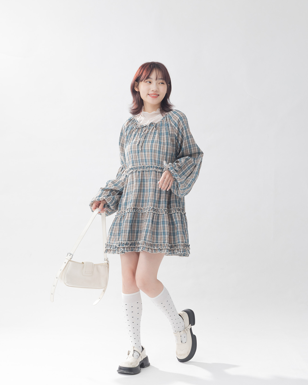 チェック柄ミニワンピース　2色展開　(尚未收到)