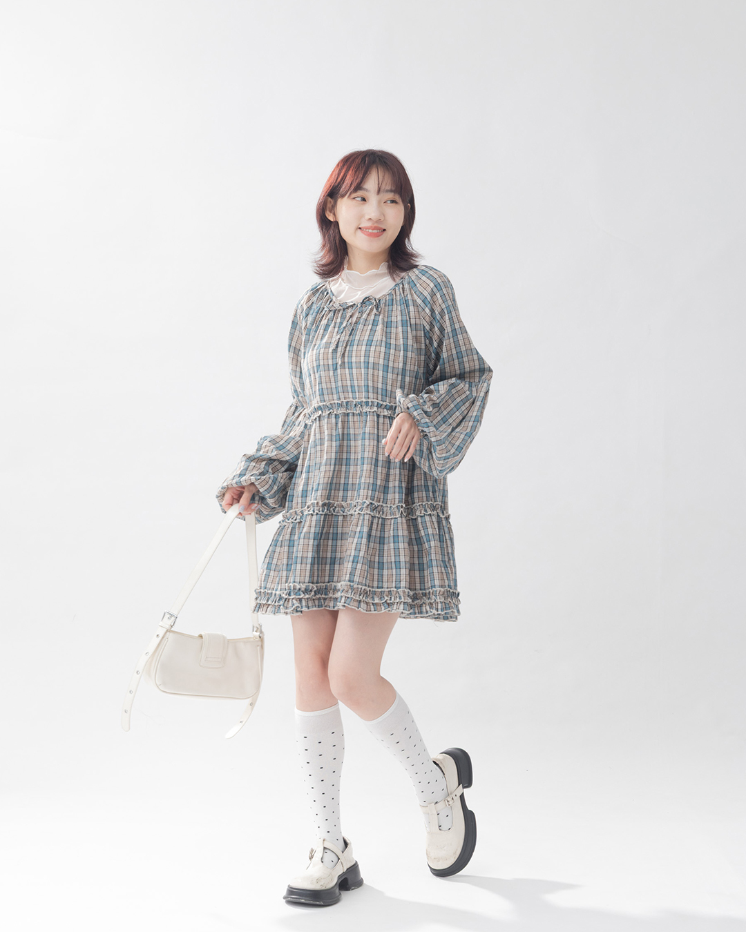 チェック柄ミニワンピース　2色展開　(尚未收到)