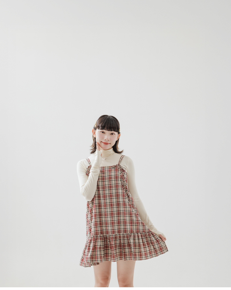 チェックリボンタイミニワンピース レッド