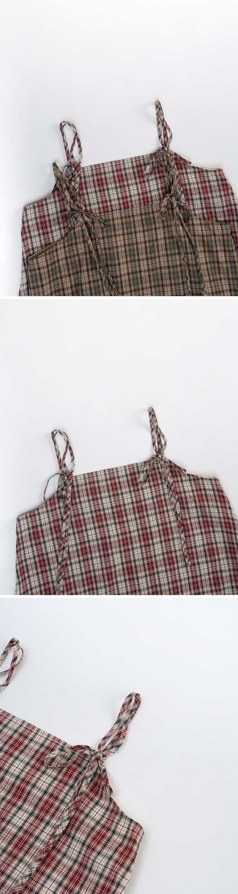 チェックリボンタイミニワンピース グリーン