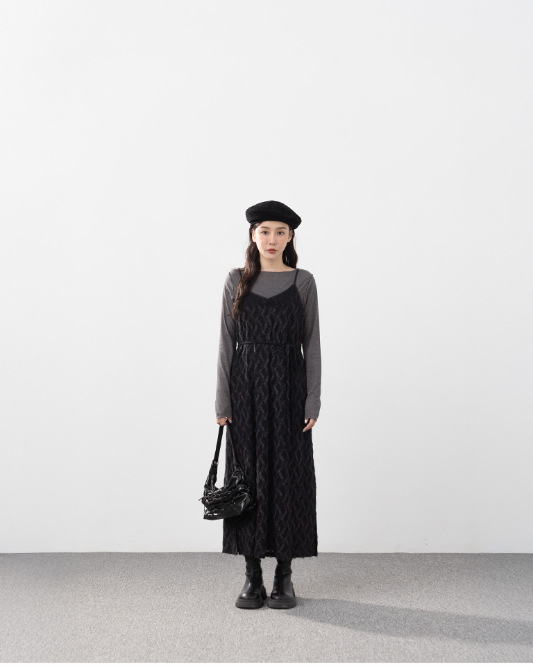 フラワージャカードキャミワンピース  2色展開