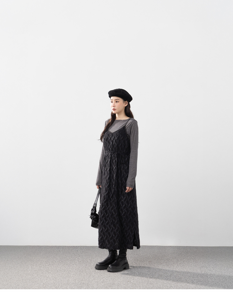 フラワージャカードキャミワンピース  2色展開