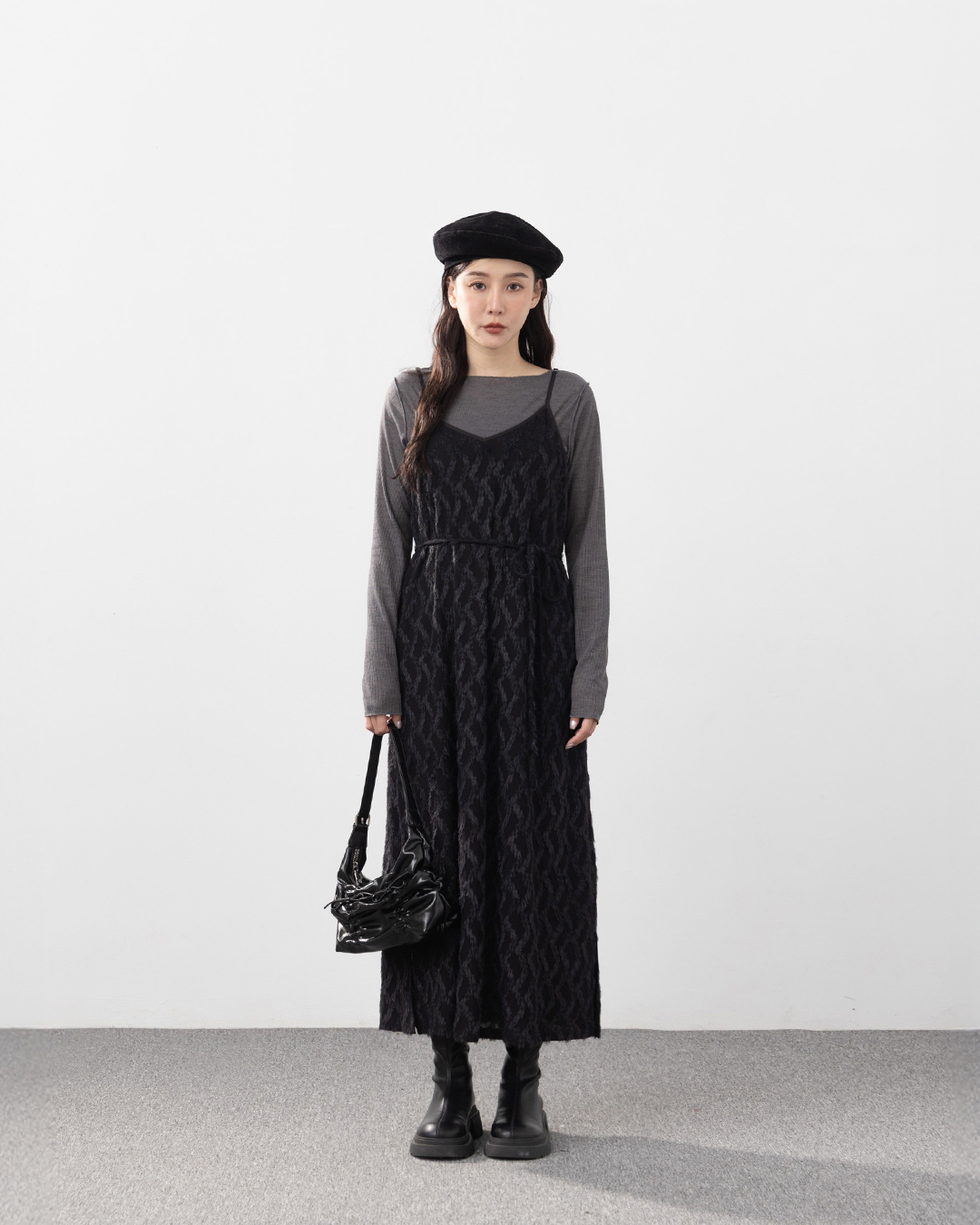 フラワージャカードキャミワンピース  2色展開