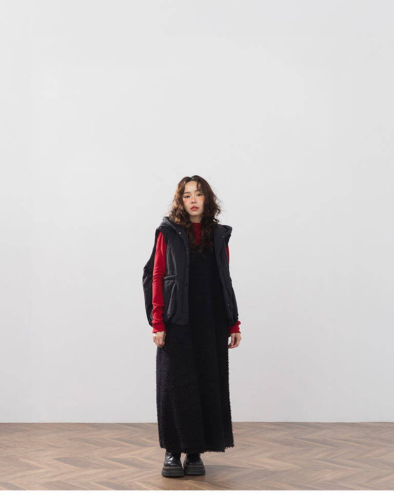 立体ボアキャミロングワンピース 3色展開