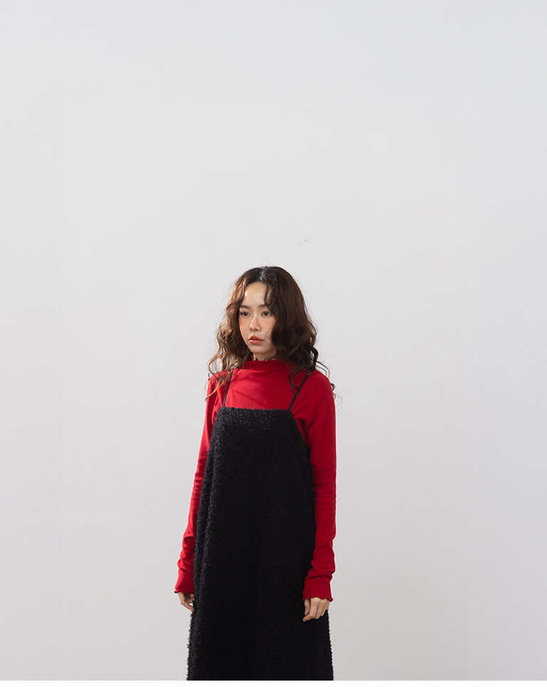 立体ボアキャミロングワンピース 3色展開