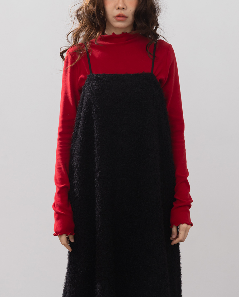 立体ボアキャミロングワンピース 3色展開