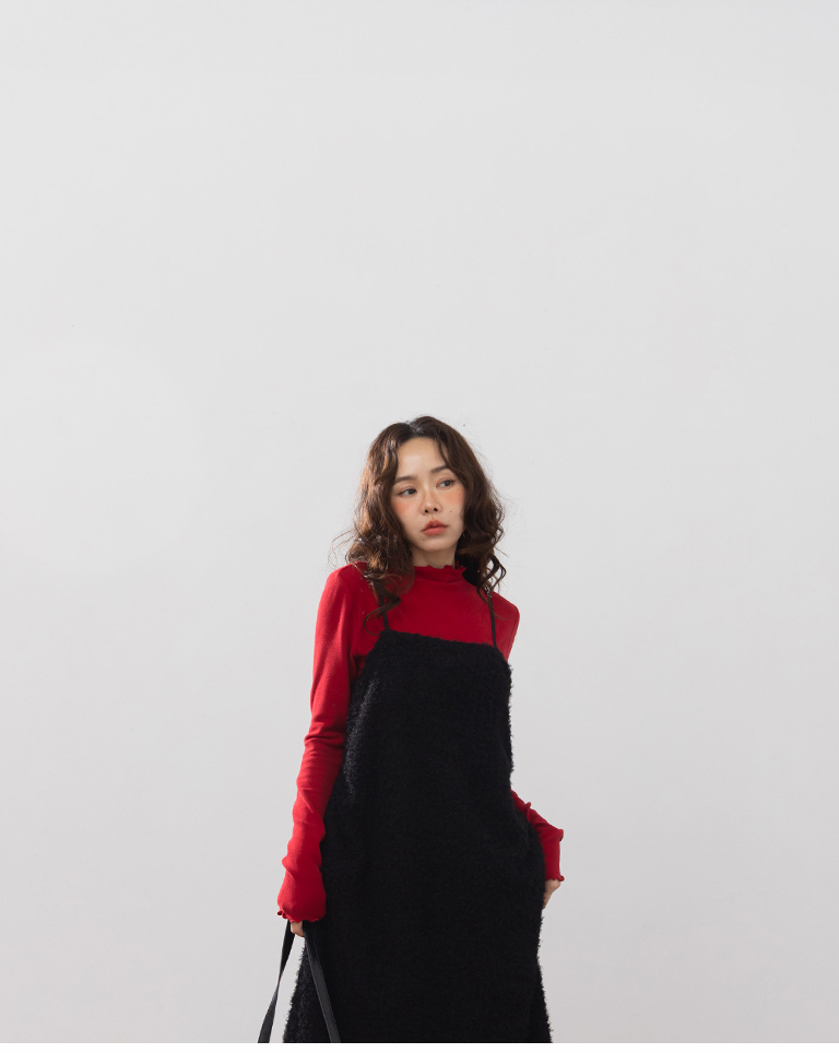 立体ボアキャミロングワンピース 3色展開