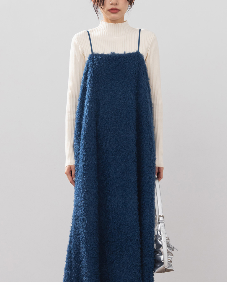 立体ボアキャミロングワンピース 3色展開