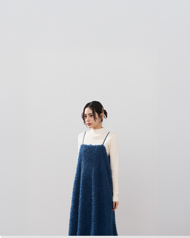 立体ボアキャミロングワンピース 3色展開
