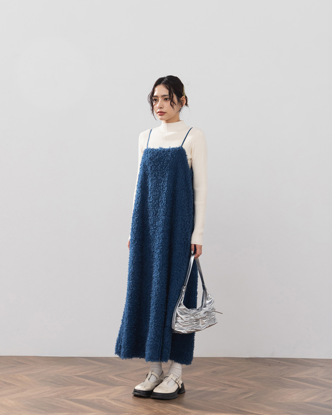 立体ボアキャミロングワンピース 3色展開