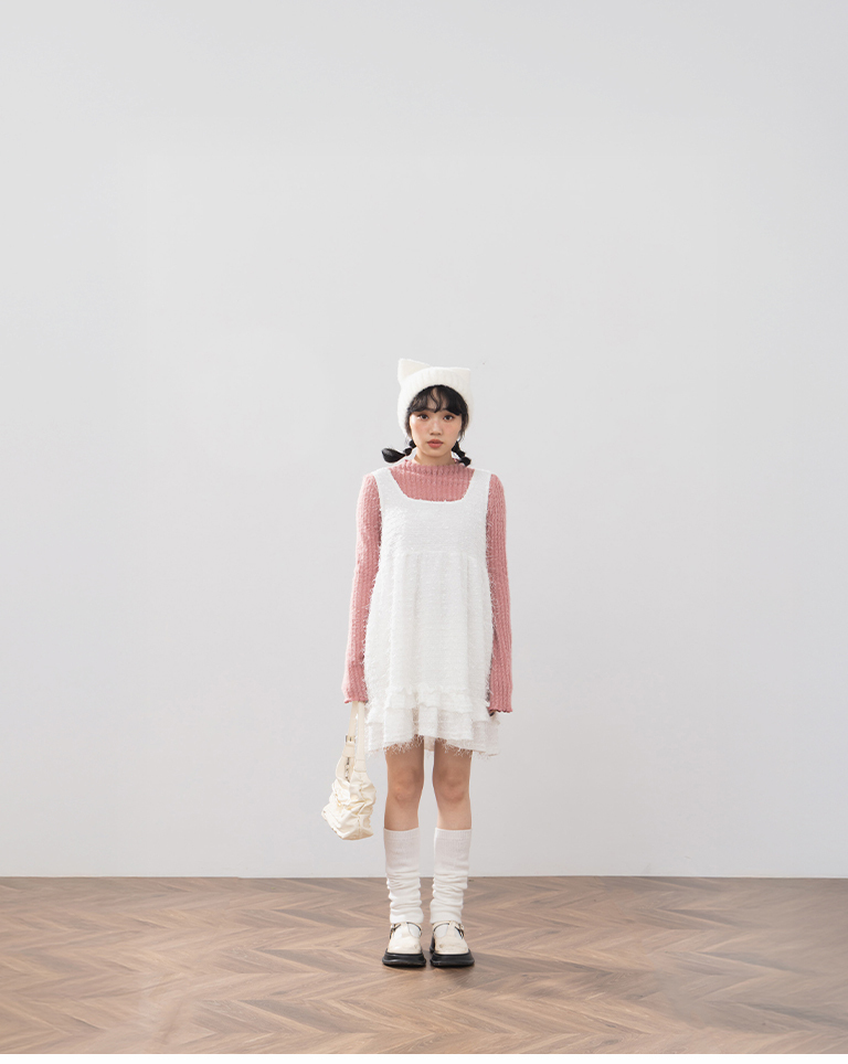 冬8未入荷---フェザーラメミニワンピース 2色展開