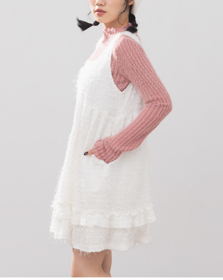 冬8未入荷---フェザーラメミニワンピース 2色展開