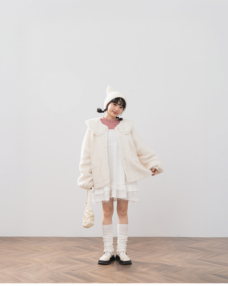 冬8未入荷---フェザーラメミニワンピース 2色展開