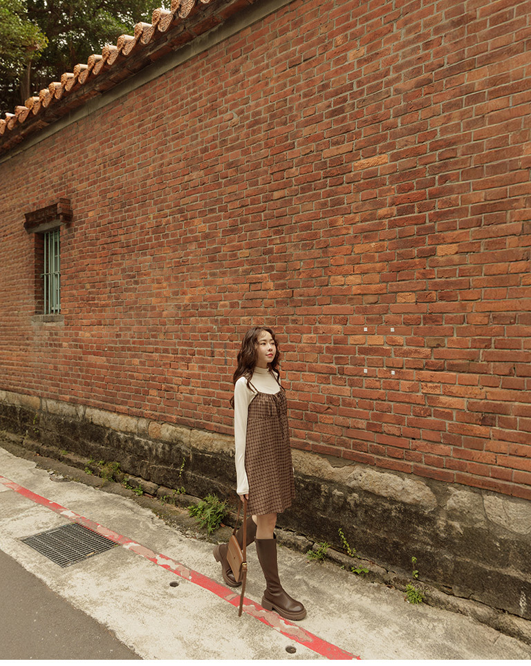 春1尚未收到---チェック柄リボンキャミワンピース 2色展開