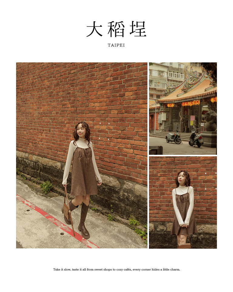 春1尚未收到---チェック柄リボンキャミワンピース 2色展開