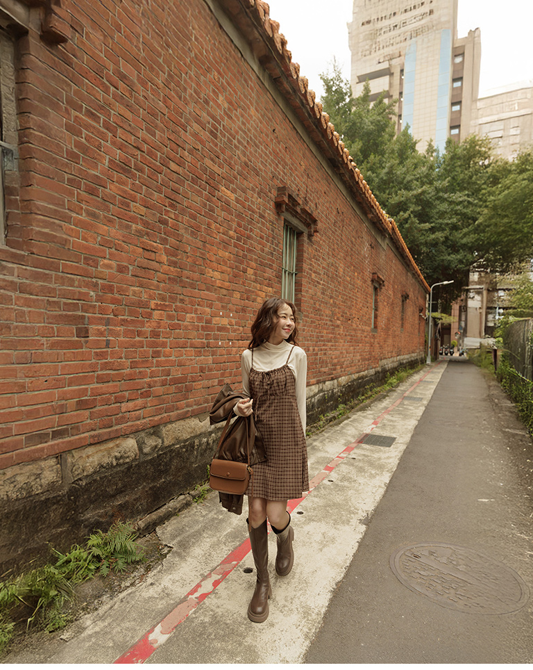 春1尚未收到---チェック柄リボンキャミワンピース 2色展開