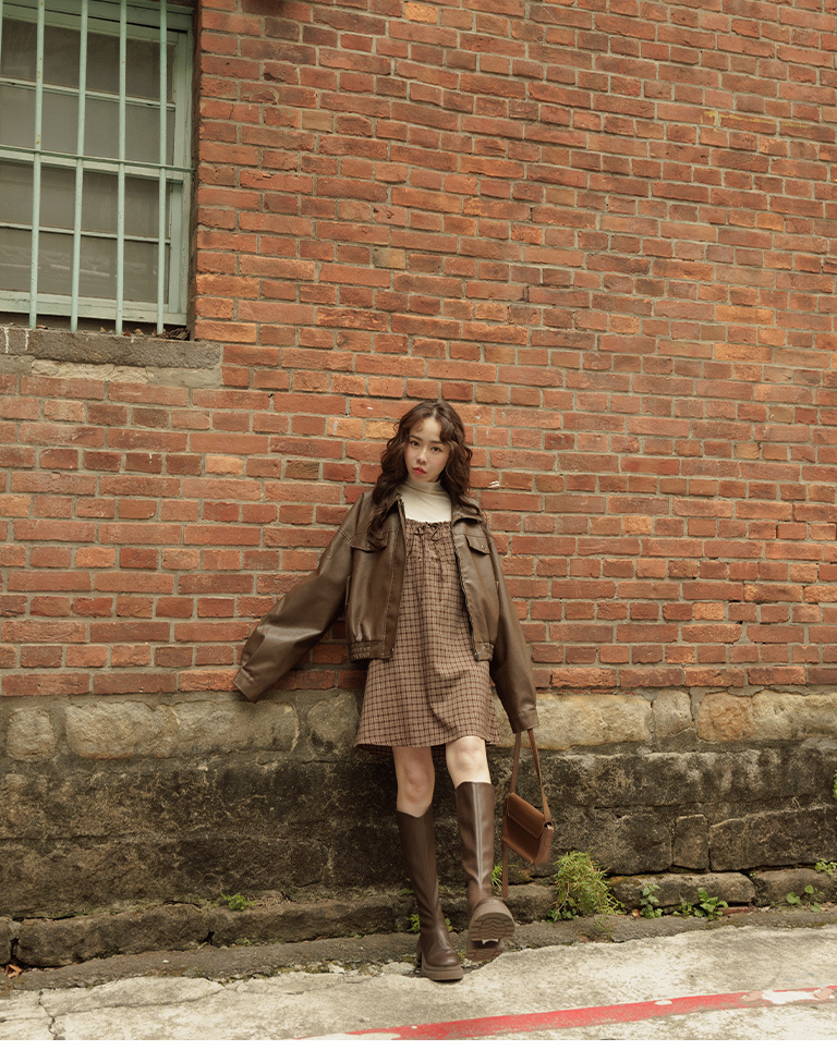 春1尚未收到---チェック柄リボンキャミワンピース 2色展開