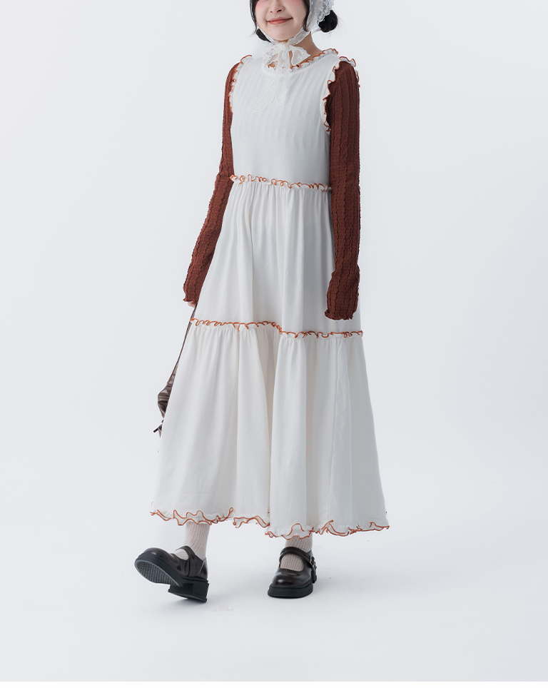 春8商未收到---配色メロウフリルワンピ 2色展開