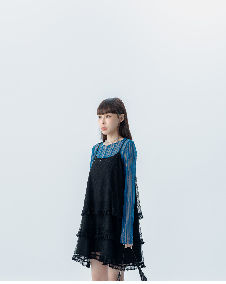 レースティアードミニワンピース 2色展開