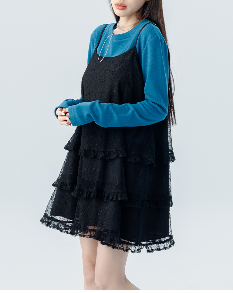 レースティアードミニワンピース 2色展開