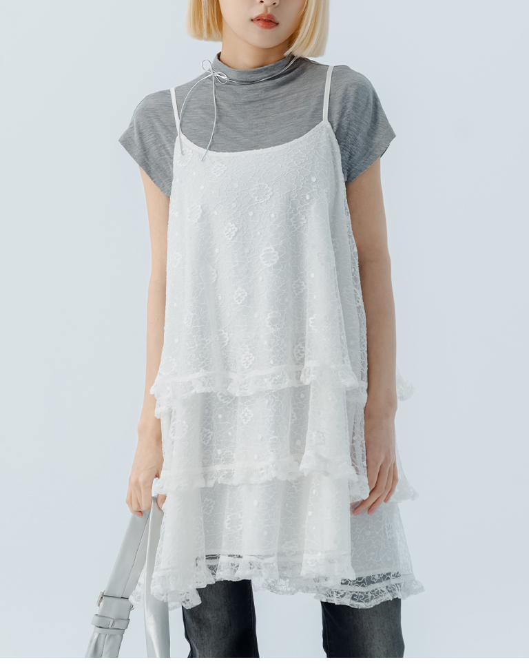 レースティアードミニワンピース 2色展開