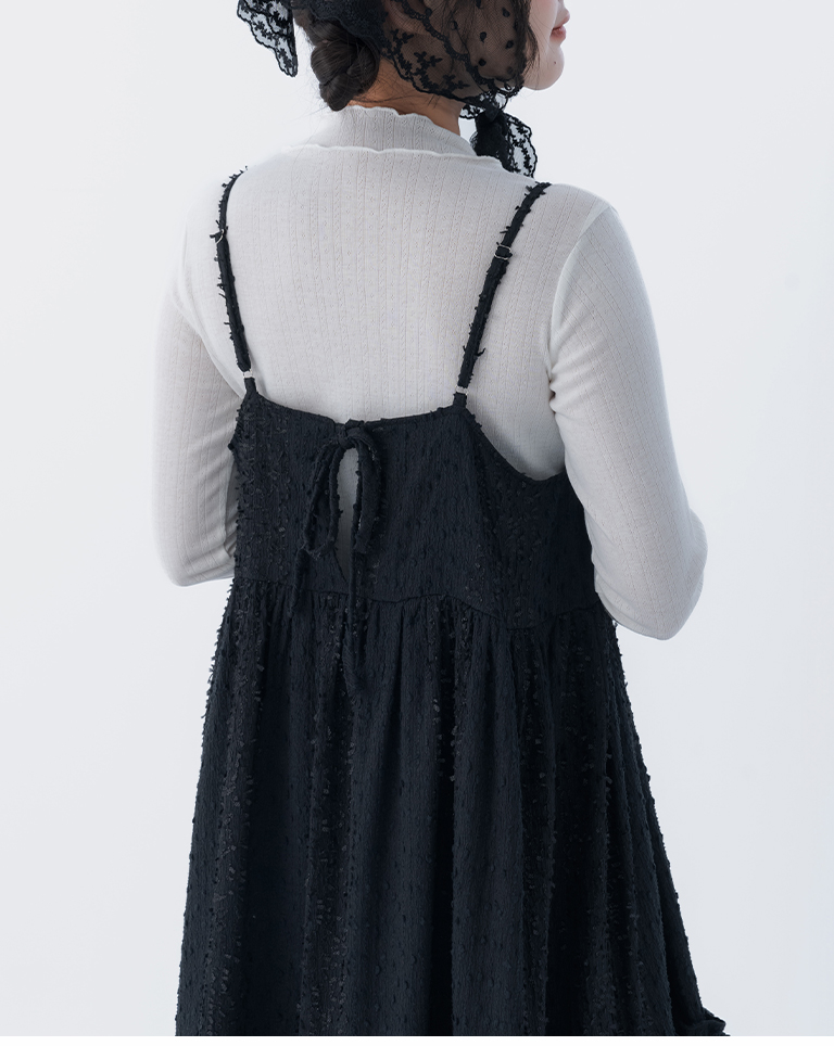 立体ジャカードフリルワンピ 3色展開