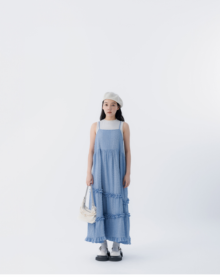 立体ジャカードフリルワンピ 3色展開