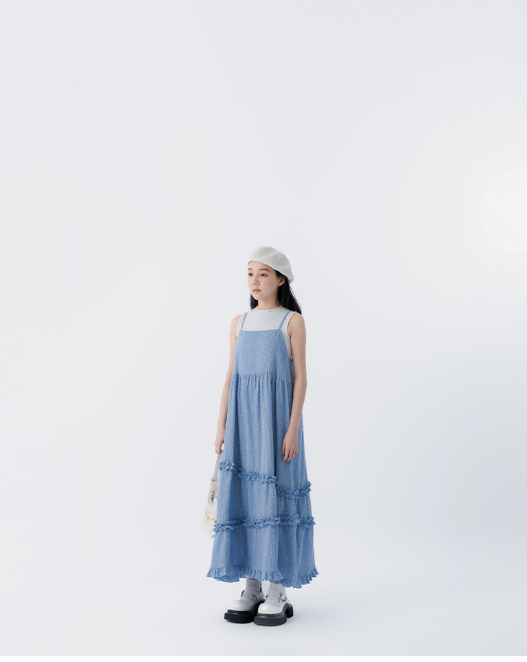 立体ジャカードフリルワンピ 3色展開