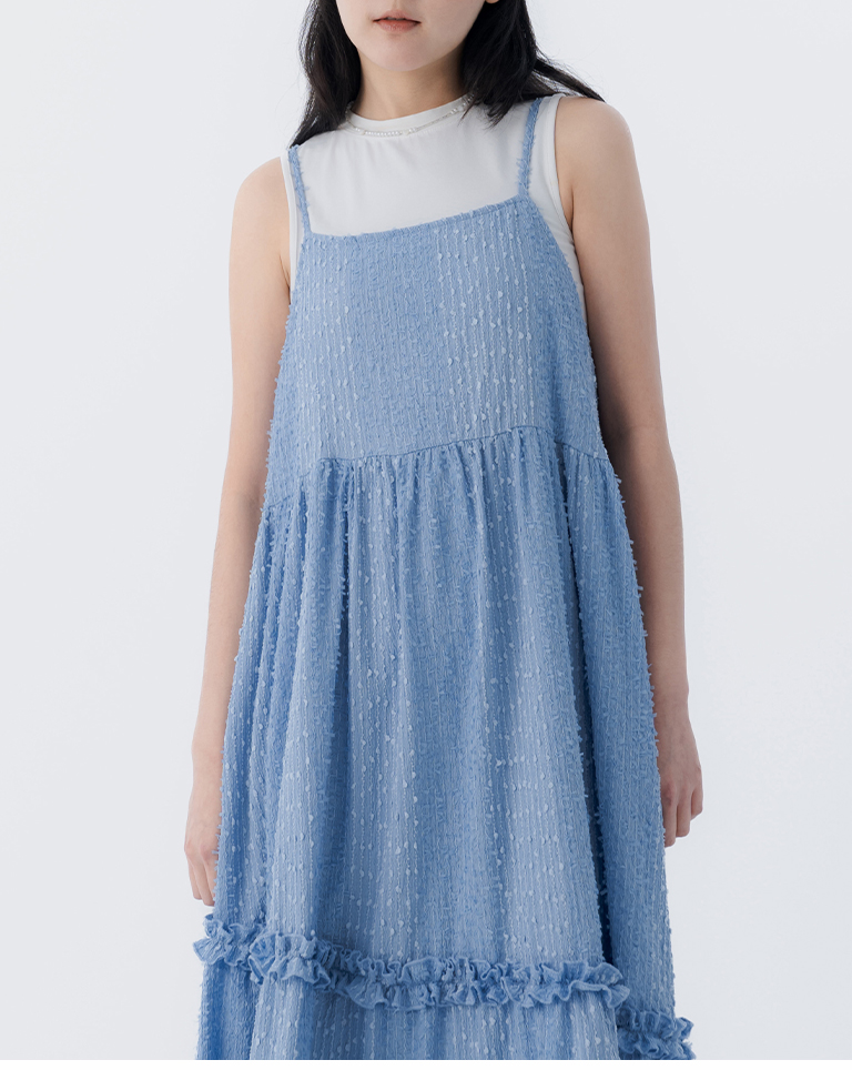 立体ジャカードフリルワンピ 3色展開